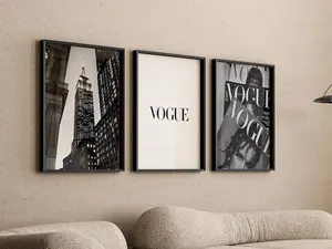 Luxury Set of 3 Wall Art Black White Trendy Wall Decor Vintage Fashion Poster Luxury Print Girly Wall Art Preppy Dorm Aesthetic 