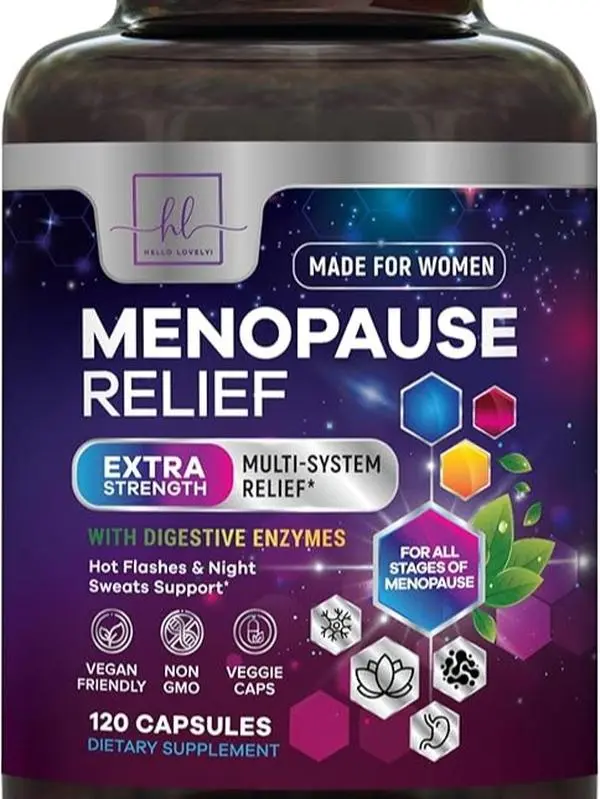 Menopause Supplements for Women, 8 Billion CFU Probiotics with Dong Quai, Chaste Berry, Black Cohosh - Hot Flash Night Sweats & Menopause Relief Probiotic for Vaginal, Digestive Health - 120 Capsules Ginseng Flaxseed