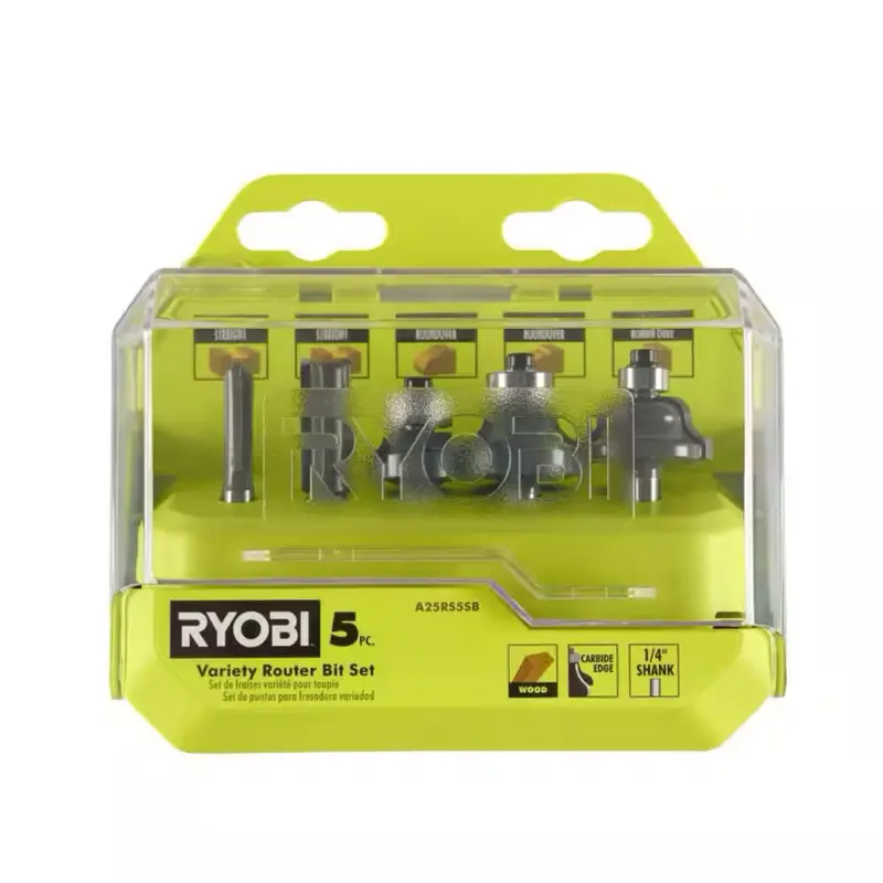 RYOBI 5-Piece Variety Router Bit Set, Tool for Hardware, Power Tool Accessory for Precision Machining, Multi-Size Set