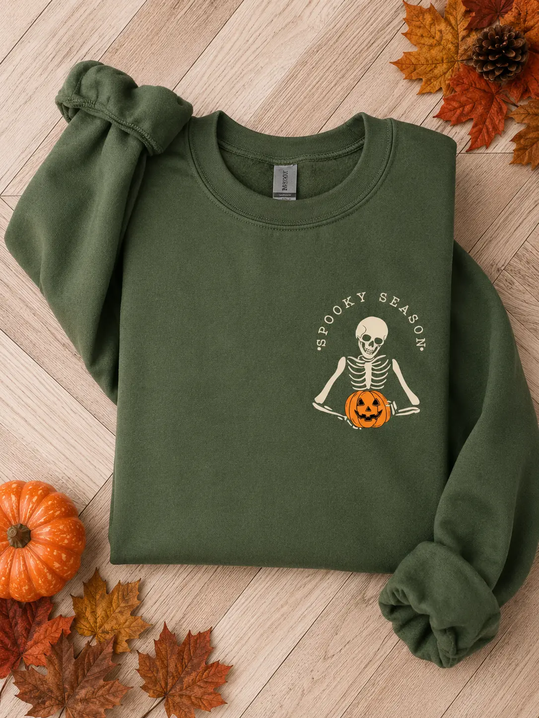 Spooky Season Sweatshirt, Minimal Skeleton Pocket Crewneck, Halloween Graphic Sweatshirt, Cozy Fall Spooky Apparel, Cute Autumn Outfit, Halloween Gift for Women & Men