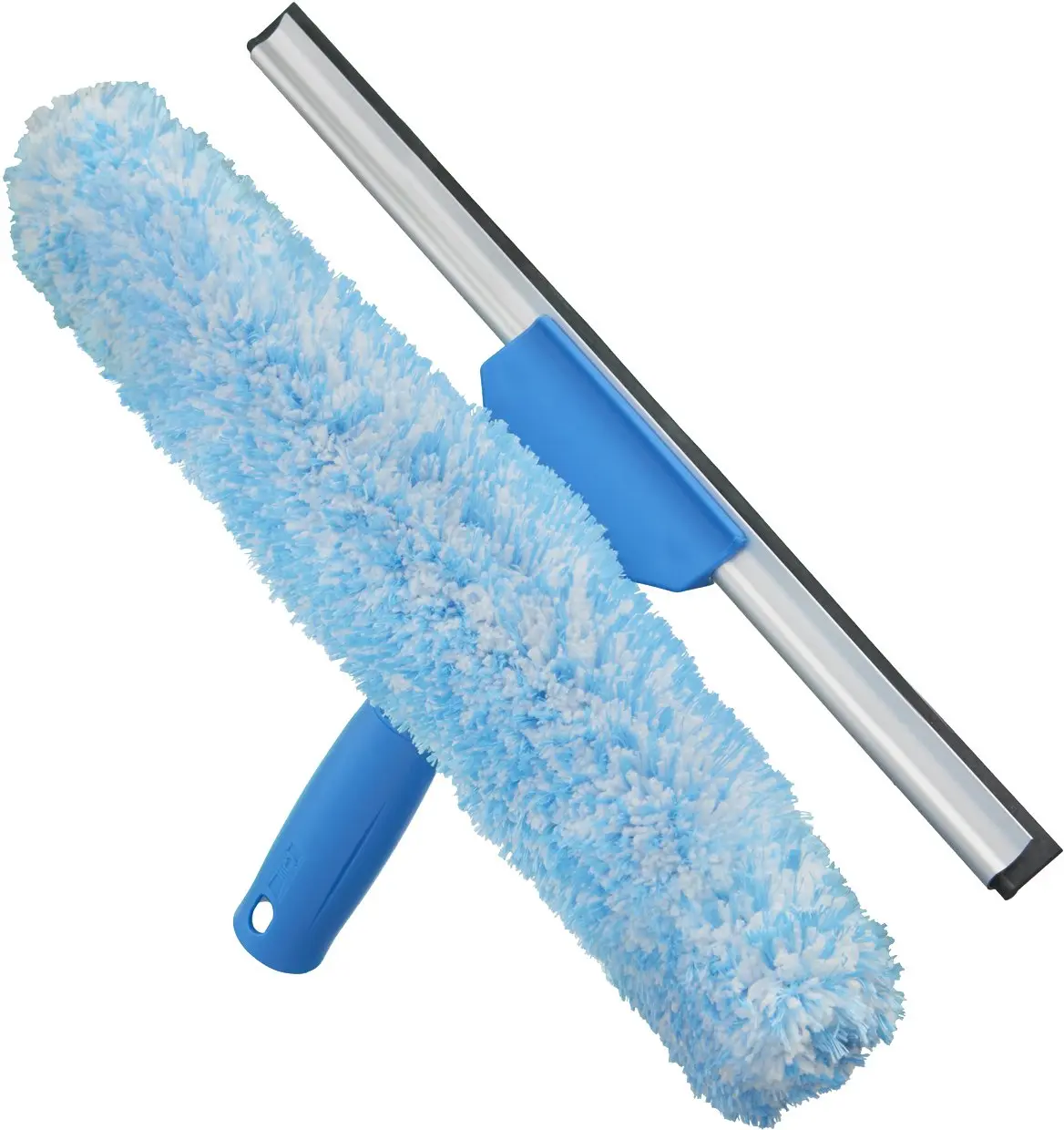 Professional 2-in-1 Squeegee & Scrubber - 14” Window Cleaning Tool – Cleaning Supplies, Squeegee for Window Cleaning, Commercial & Residential Use, Microfiber Sleeve