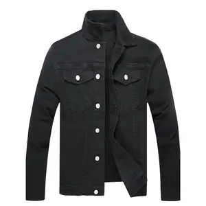 Men's Olive Green Denim Jacket - Casual Slim Fit Long Sleeve with Flap Pockets, Button-Up Front, and Adjustable Collar, Machine Washable