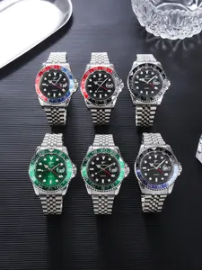 RICECGO 1pc Men's Silver Color Stainless Steel Quartz Watch with 42mm Dial, Fashionable Luminous Analog Watch, Suitable for Business Attire, Ideal Gift, Stainless Steel Watches