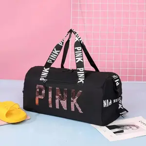 Universal Water-Repellent Nylon Gym Bag - Large-Capacity Lightweight Crossbody with Shoe Compartment, Stylish Letter-Print Multifunctional Shoulder Option, for Outdoor Sports/Travel (Sporty Street Style, Perfect Gift for Fitness Lovers)