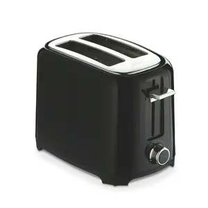 2 Slice Toaster with Extra-Wide Slots, Chrome-Plated Lever, Black Color