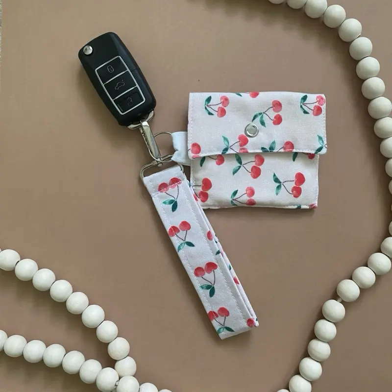 Cherry keychain, key fob with cherries, cute coquette keychain handmade