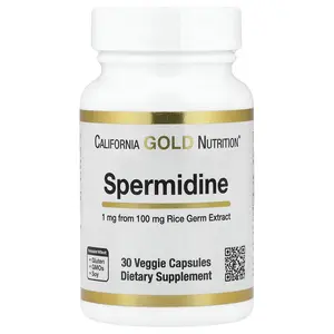 California Gold Nutrition Spermidine, Rice Germ Extract, 1 mg, 30 Veggie Capsules