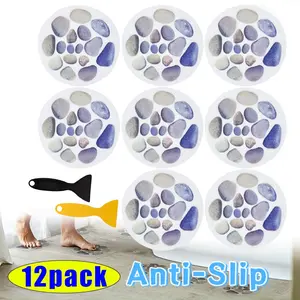 10 pcs 5.9 inch anti slip bathtub stickers - pebble pattern, with 2 pcs scraper, for shower and bathtub use