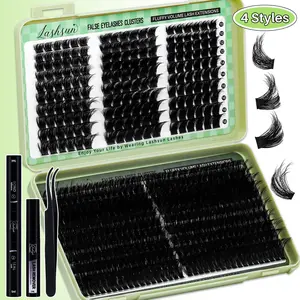 540PCS D Curl 4 styles 10-18mm/14-22mm Mixed Length Volume & 3D Effect Individual Lashes Lashes Clusters Kit False Eyelashes Long-Lasting Lashes Kit With Lash Bond&Seal Lash Remover And Tweezers, Perfect for Beginners, DIY Eyelash Extensions