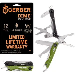 Gear Dime 12-in-1 Mini EDC Multitool - Needle Nose Pliers, Knife, Keychain, Bottle Opener - EDC Gear and Equipment - Green
