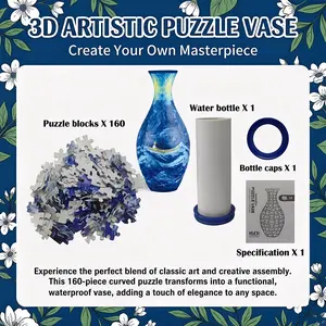 3D Artistic Puzzle Vase 160Pcs - Ocean Boat Design - Functional DIY Flower Vase with Leak-Proof Core - Aesthetic Home Decor & Stress Relief Jigsaw - Creative Gift for Women & Moms - Elegant Masterpiece for Living Room & Tabletop Decoration
