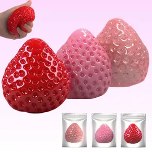 Strawberry model slow-rebound squeeze toy — can be used for stress relief, finger relaxation, arm exercise, suitable for rehabilitation of arms, strawberry model finger brace for finger recovery
