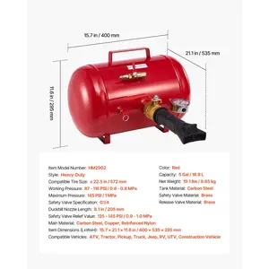 VEVOR Air Tire Bead Seater, 5 Gal/ 18.9 L, Heavy Duty Tire Bead Blaster Tool, 87-116 PSI Operating Pressure, Air Trigger Seating Inflator for Pickup, Truck, ATV, Jeep, Van, Lawn Tractor, RV, Red
