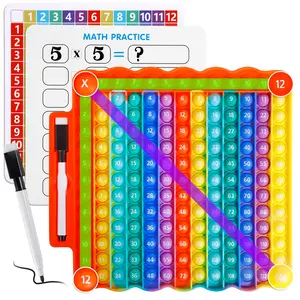 multiplication pop it Multiplication Games Flash Cards 3rd Grade pop Fidget Learning Toy Educational Math Game Board with Marker Multiplication Chart Table 12x12 Math Addition Fidget Game Stress Relieving Toy