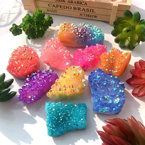 Natural Healing Rainbow Aura Crystal Cluster Healing Energy Décor