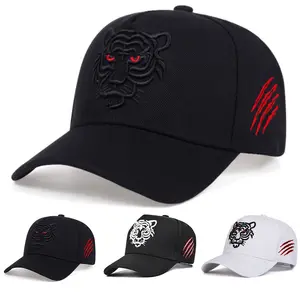 Unisex Tiger Head Embroidered Snapback Baseball Cap Outdoor Adjustable Sunscreen Leisure Hat Spring Autumn Travel Tourism Beach Vacation