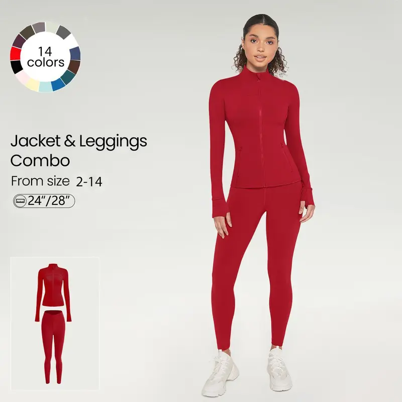 GLOWMODE 2PCS Slim-It BBL Jacket and 24" & 28” Crossover Yoga Leggings Daily Set TikTokShopBlackFriday