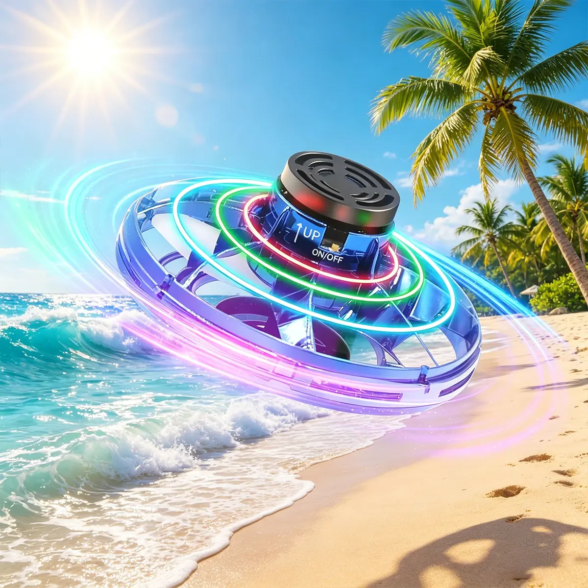 【SummerVibes]Hand-controlled mini drone, UFO magic flying ball toy with lights, dazzling colored light UFO, hovering boomerang flying spinner, suitable as a birthday gift for boys and girls aged 6+, fidget spinner, sensor-activated light-up children's toy