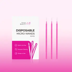 VEYESBEAUTY Disposable Micro Wands Soft Lint Free Lash Cleaning Swabs 100PCS for Eyelash Extension Makeup Detail Application