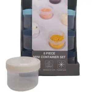 8 Piece Mini Condiment Food Storage Container Set Organiser makeup organizer