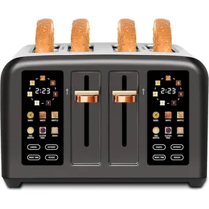 Stainless Steel Toaster 4 Slice with Touch Screen, Digital Timer, 1800W, 1.5'' Wide Slot, 7 Shade Settings, Removable Crumb Tray