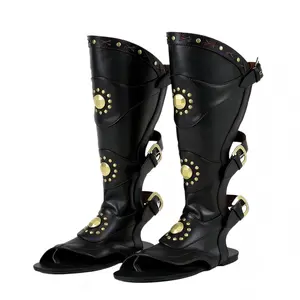 Men's Closed Mid-Calf Medieval Renaissance Rivet Tube Sandals - Roman Gladiator Footwear, Stylish Shoe-Boot Hybrid