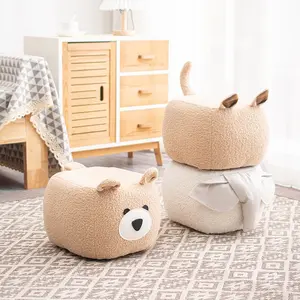 Plush Animal-Shaped Accent Stool - Stylish Lamb Wool Upholstered Seat for Living Room, Bedroom & Entryway, Perfect for Holiday Decor & Daily Leisure, Chic Modern Home Furniture Piece