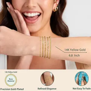 5 Pieces Adjustable Charm Paperclip Chain Metal Versatile Bracelet Layered Bracelet Set Beauty & Personal Care