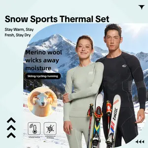 Thermal Wear Snow Sports Thermal Base Layer Set Merino Wool Warm Sweat-Wicking Anti-Static Odor-Resistant Ski Hike Essential Worldwide Fast Ship Racing Shirt Training Shirt
