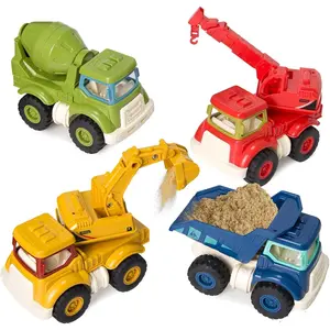 Construction Toys for Toddlers 2 3 4 5 Years Old, Sandbox Excavator Toy with Construction Truck Vehicles Dump Crane Cement Mixer Truck Toys for Boys Girls Kids, Christmas Birthday Gift Ideas