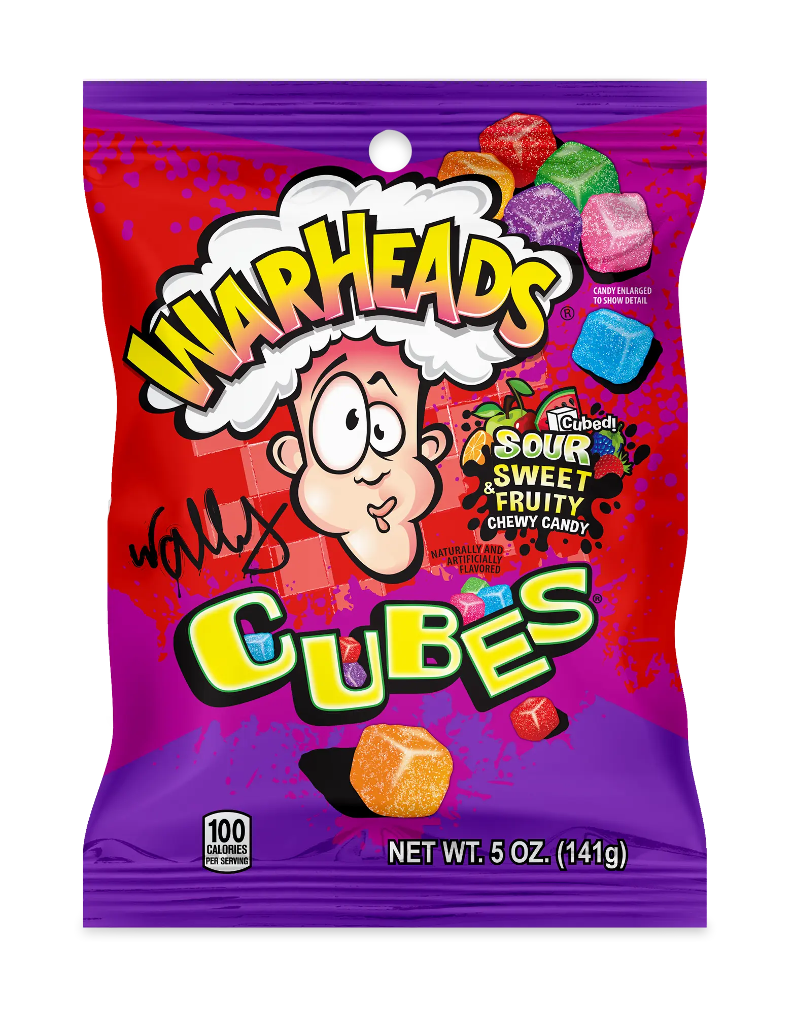 WARHEADS Cubes - Sour Sweet & Fruity Chewy Candy - 6 Assorted Flavors - Orange Watermelon Blue Raspberry Black Cherry Strawberry & Green Apple - 5 oz Bag - USA Made Snack Bonbon