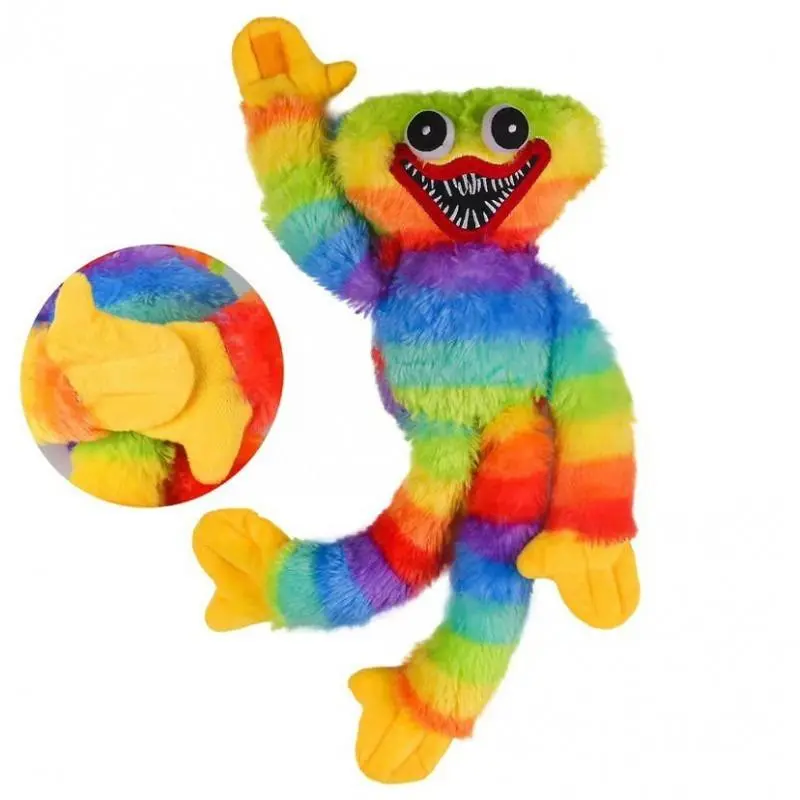 Whimsical Creepy Creature Plush Toy - Bright Rainbow-Colored Stripes, Fluffy Fill, Unisex Names, Cute Collectible, Any Room Decoration Option, Bold Hues