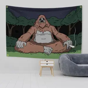 The Big Lez Show Meme Print Banner Border Tapestry - Sassy The Sasquatch Wall Hanging, Living Room Wall Decor, Artwork Tapestries, Summervibes Aesthetic Home Decoration