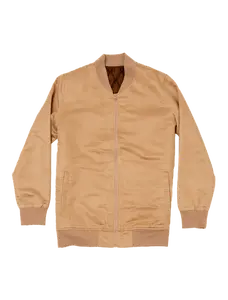 Beige Microfiber Suede Bomber Jacket