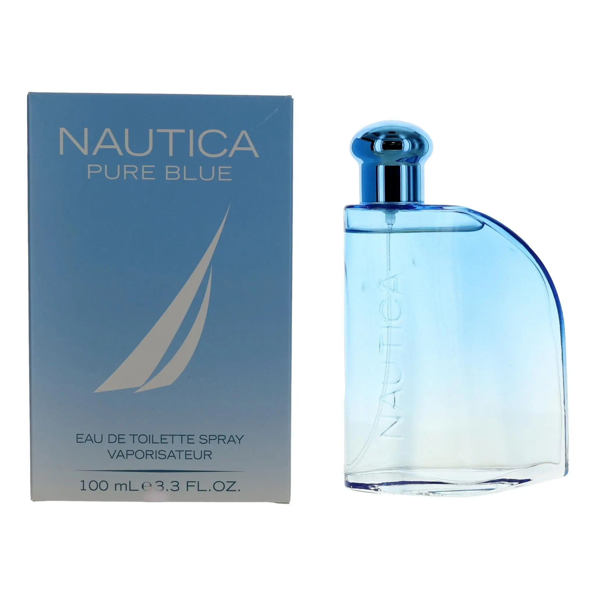 Nautica Pure Blue Eau de Toilette Spray for Men - 3.4 oz (100ml), Clean, Minimalist, Fresh Scent with Sailboat Logo, Everyday Wear, 3-3.9 Fl Oz