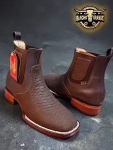 Botin para Hombre Piel Genuina con Diseno / Men's Western Ankle Boots Genuine Leather with Design