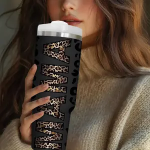 30oz Leopard Print Mama Insulated Stainless Steel Travel Cup, Insulated Tumbler, Includes Lid and Straw, Perfect Gift for Friends and Family, Ideal for Christmas and Halloween