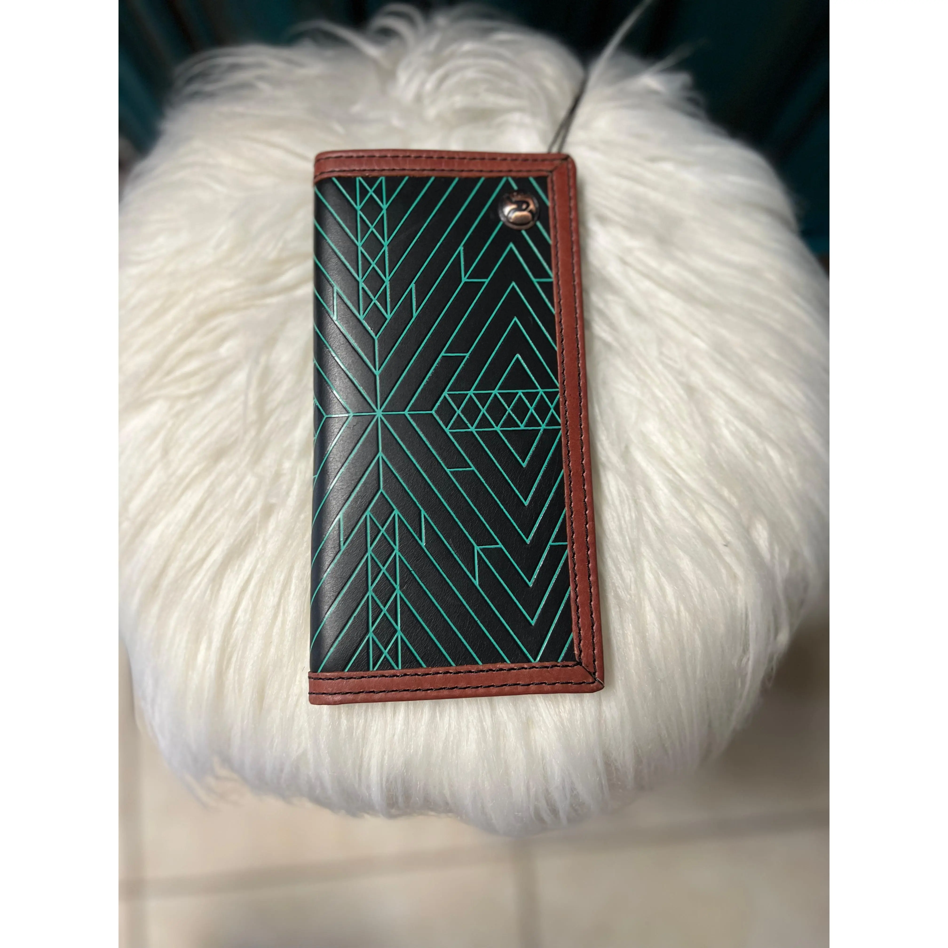 Turquoise Aztec Pattern Embossed Rodeo Wallet