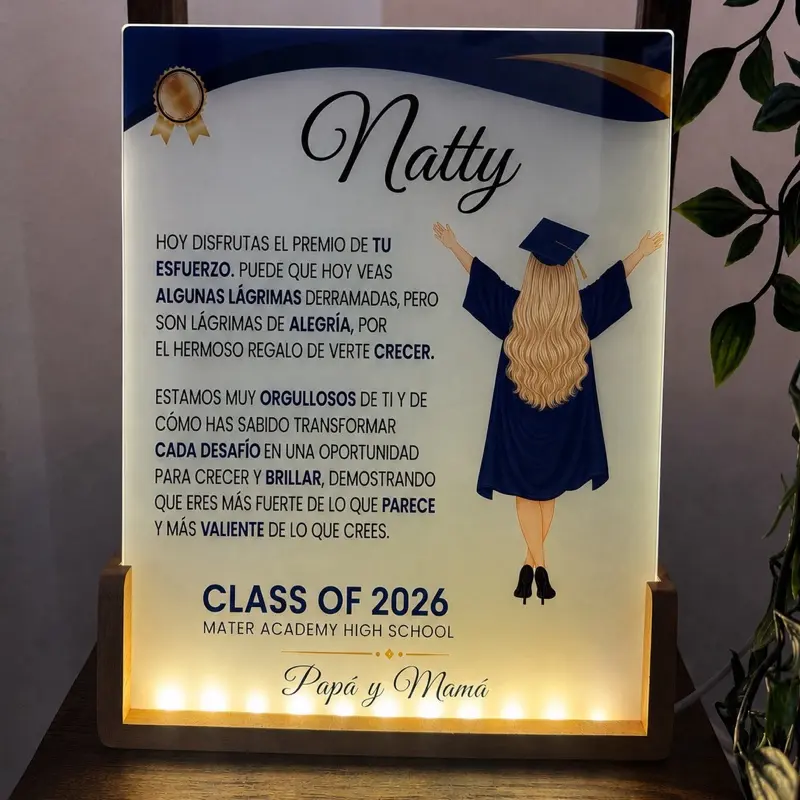 8"x10" White Glass Photo Frame, Featuring Graduation Panels, Warm Light and Wood Stand, for Home Decor Photo Display
