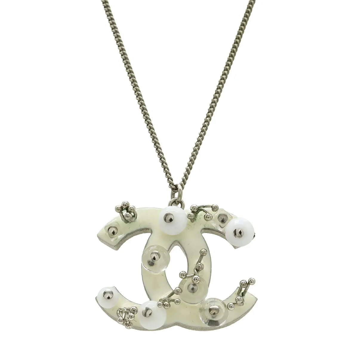 Pre-owned CHANEL Brass Small Leather Goods Coco Mark Necklace Pendant