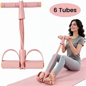 Multifunction Pedal Resistance Band, 6-Tube Resistance Band Pedal, Elastic Pull Rope Fitness, Home Gym Arm & Waist Training Pedal Band – Eco-Friendly Natural Latex Yoga Stretching Band, Exercise Sit-up, Yoga, Abdominal Training