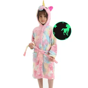 Glow in the Dark Kids Hooded Bathrobe – Warm Fleece Robe for Boys & Girls, Toddler to Youth (3-12 Years)