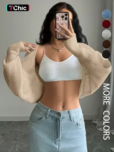 Women's Short Bolero Cardigan, Long Sleeve Fitted Knitwear Sweater, Casual Fall & Winter Fashion, Comfortable Layering Option, Tops