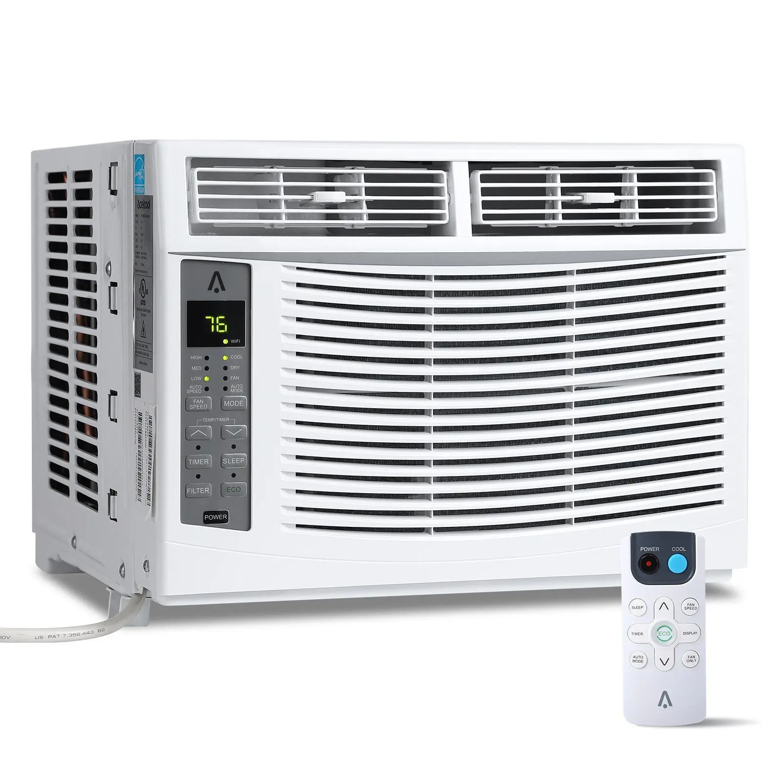 Gaomon 6000BTU Smart Window Air Conditioner, Cooling Only, Cools Up to 250 sq ft, Energy Efficient, Quiet, Dehumidifies, with Remote (No WiFi Control), for Offices, Bedrooms, Remote Control, Cooling Mode