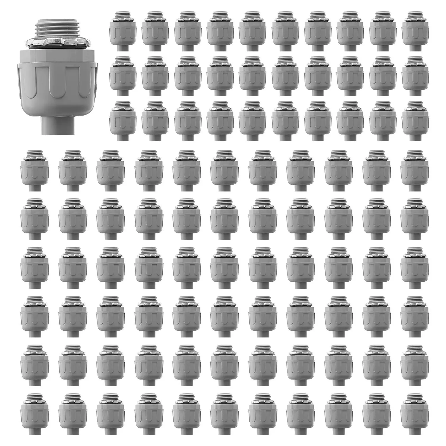 【summerfinds】VEVOR 1/2 inch Liquid Tight Connector,  100 Packs, Non-Metallic Electrical Conduit Fitting, Flame-Retardant PA6 Nylon Flexible Conduit Connector, for Home Kitchen Bathroom Tube Tool Supplies, Gray
