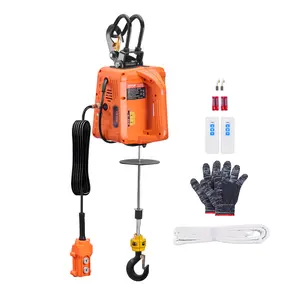 【fathersdaygift】VEVOR 3-in-1 Electric Hoist Winch, 1100 lbs Capacity, 1500W Portable Power Winch, 30 ft Lifting Height, 16 ft/min with Wire and Wireless Remote Control, for Garage, Warehouse, Factory Lifting Towing, Heavy Duty