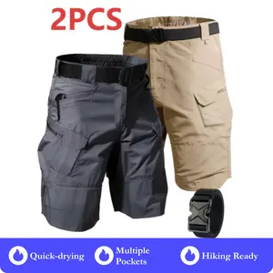 Men's 2-pack Tactical Cargo Pants That Are Lightweight, Quick-drying, Breathable, Multiple Pockets (including Waistband) - Ideal For Hiking, Outdoor Activities, Mountain Gear And Casual Outings.,summervibes