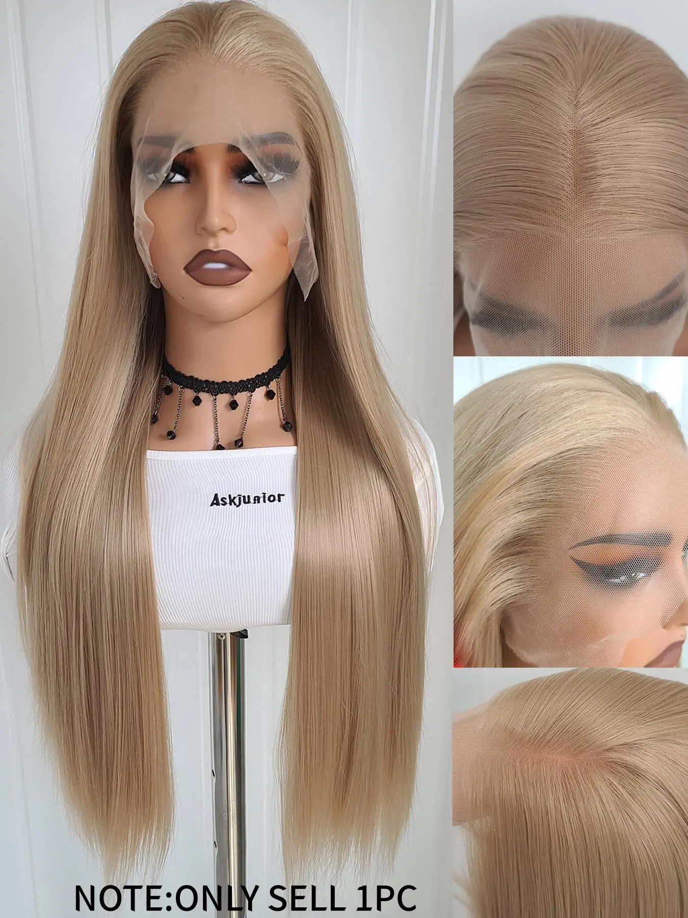 Honey Synthetic Long Lace Front Wig, 13x4 Frontal Hairpiece, Straight Lace Frontal, Natural Look, Natural Looking Wig, Easy to Style, Perfect for Daily Wear, Frontal Wigs, Hair Replacement Wigs
