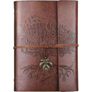 PU Leather Journal Notebook, Refillable Travel  Writing Journals Diary, Gifts for Women, Men, Teen Girls and Boys, 100GSM Lined Paper,160 Pages(Brown, A5 9.2" x 6.5")