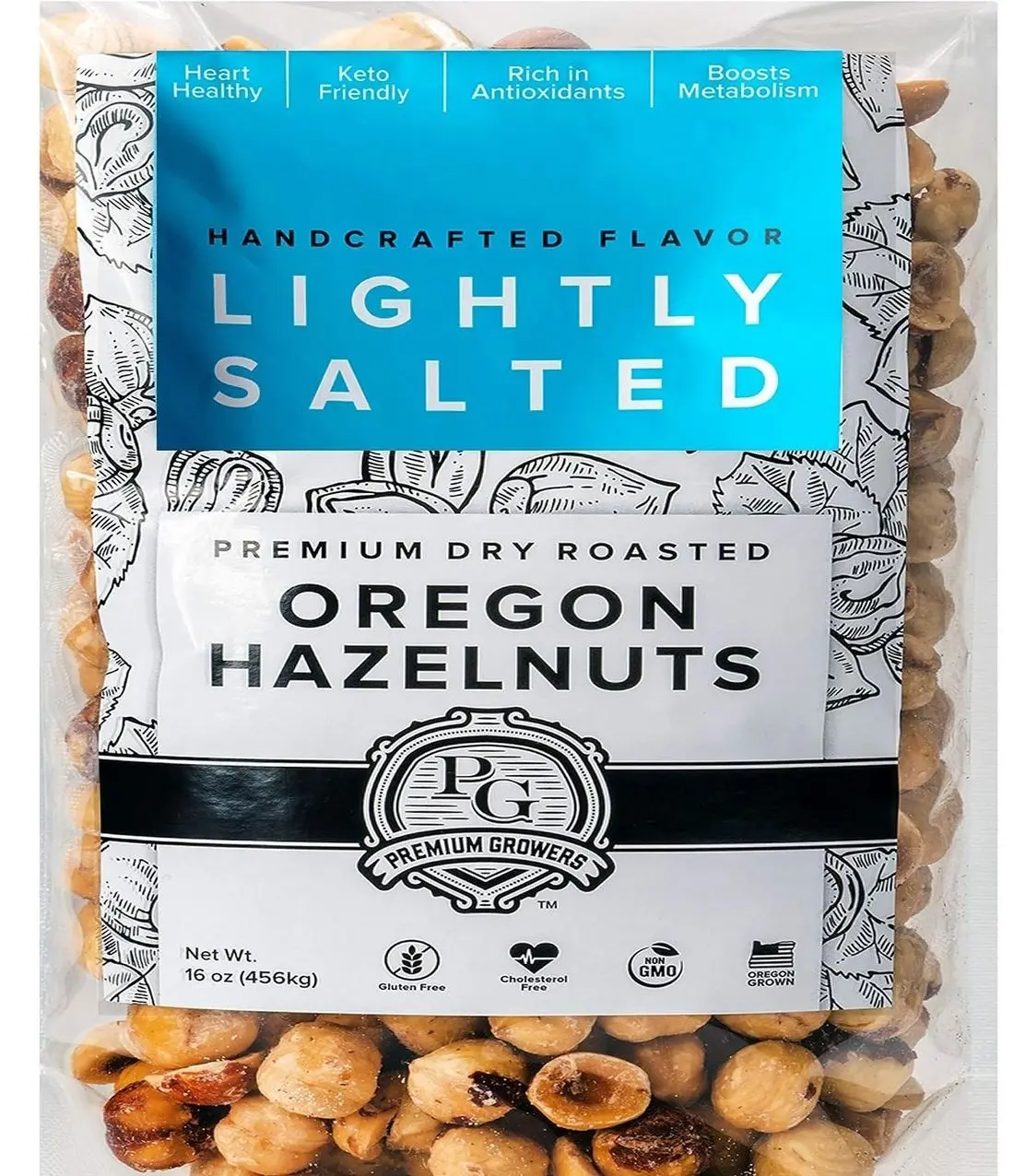 Oregon Farm To Table - Hazelnuts from Premium Growers - Dry Roasted - Lightly Salted – Kosher Certified - 1 LB